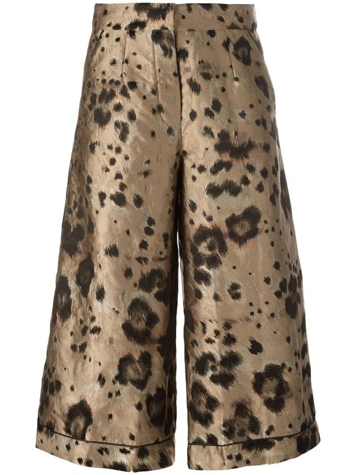 For Restless Sleepers Wide Leg Cropped Trousers, Women's, Size: Medium, Brown, Polyester/silk