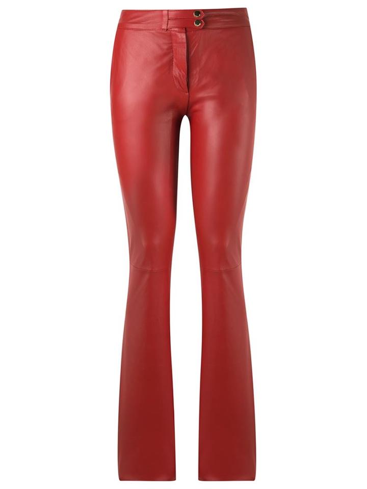 Tufi Duek Straight Leg Trousers, Women's, Size: 42, Red, Leather