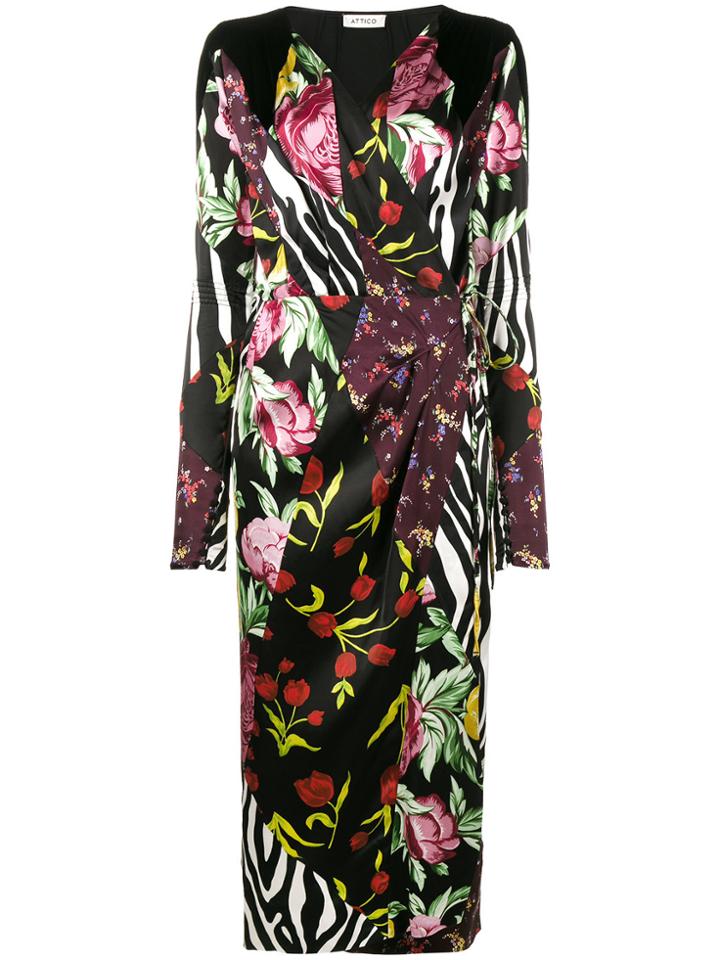 Attico Victoria Patchwork Print Wrap Dress - Multicolour