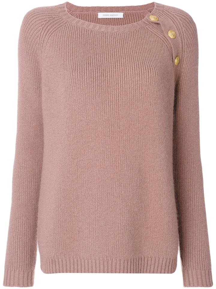 Pierre Balmain Shoulder Button Sweater - Nude & Neutrals