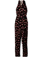 Diane Von Furstenberg Floral Print Wrap Jumpsuit - Black