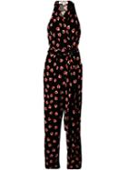 Diane Von Furstenberg Floral Print Wrap Jumpsuit - Black