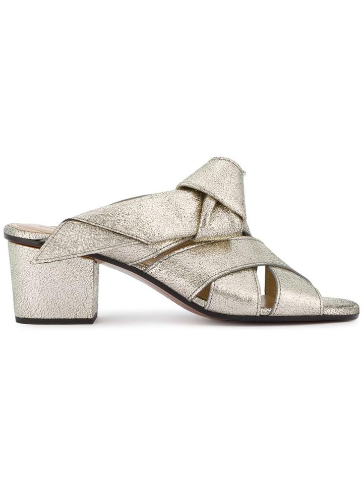 Chloé Grey Glitter Nolan Mules - Metallic