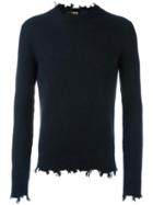 Etro Raw Edge Jumper, Men's, Size: Medium, Blue, Cashmere