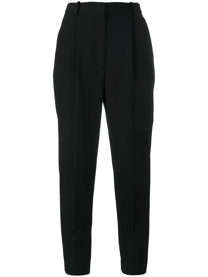 Alexander Mcqueen High-waisted Cropped Trousers, Women's, Size: 38, Black, Cupro/wool