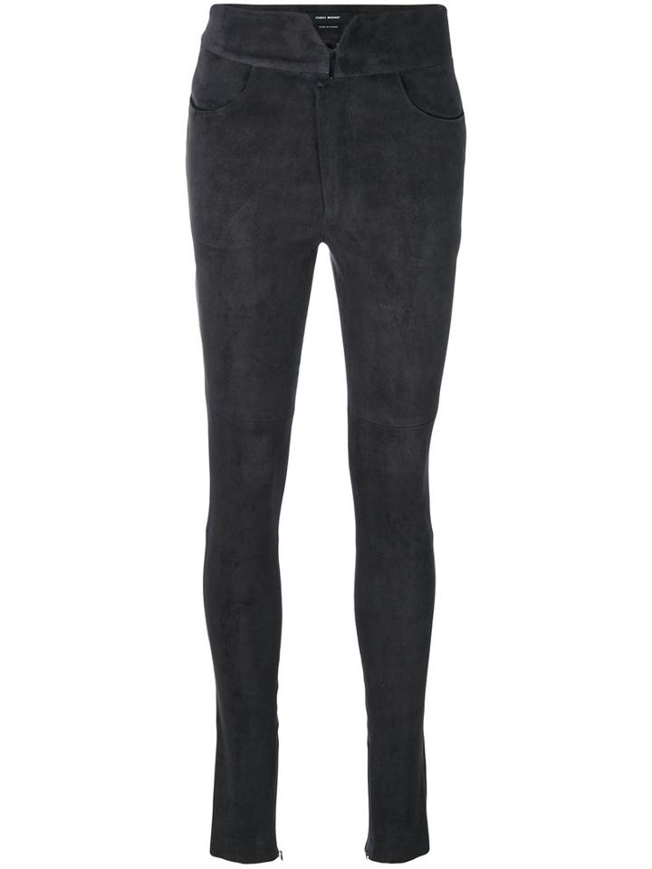 Isabel Marant - Skinny Trousers - Women - Cotton/lamb Skin/spandex/elastane - 36, Grey, Cotton/lamb Skin/spandex/elastane