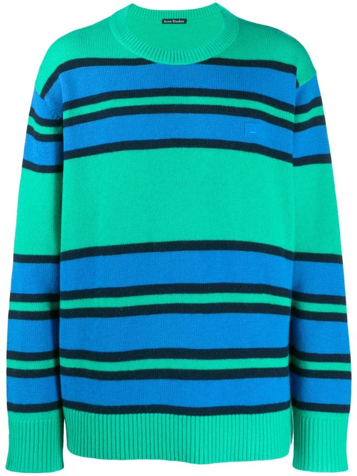 Acne Studios Face Patch Striped Sweater - Green