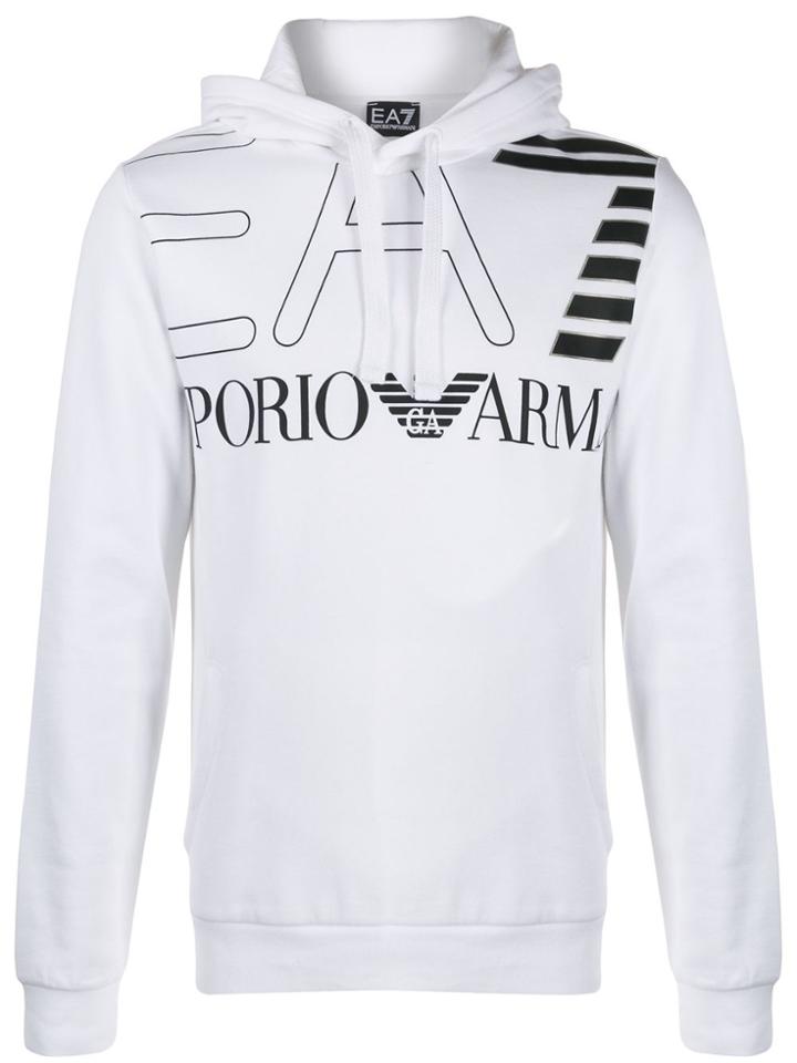 Ea7 Emporio Armani Logo Print Hoodie - White