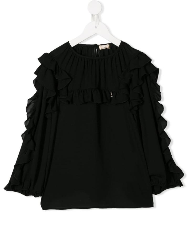 Elisabetta Franchi La Mia Bambina Ruffled Blouse - Black