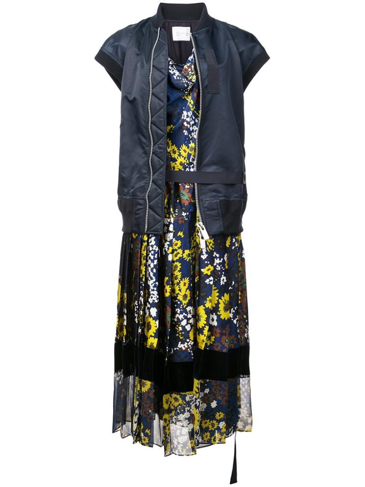 Sacai Floral Print Jacket-dress - Blue