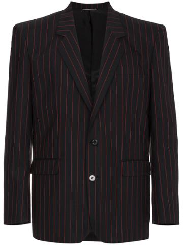 John Lawrence Sullivan Striped Suit Jacket - Black