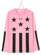 Msgm Kids Teen Stars And Stripes T-shirt - Pink & Purple