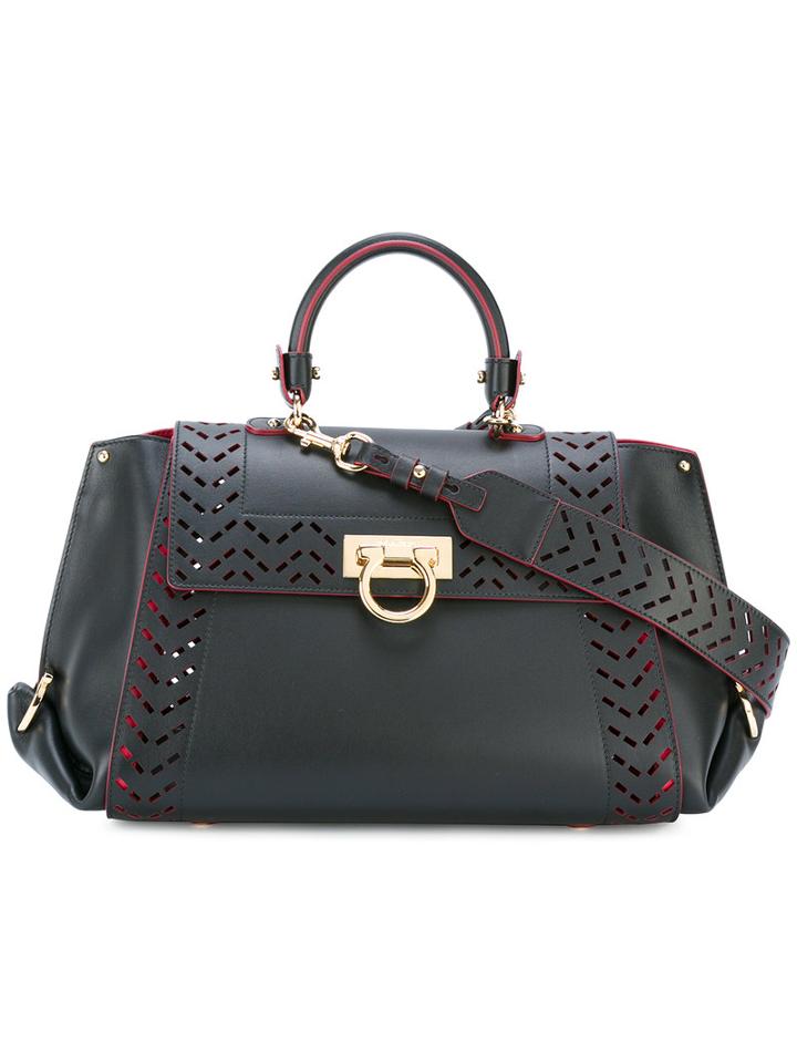 Salvatore Ferragamo Sofia Tote, Black, Leather
