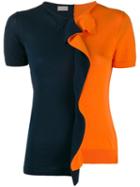 Mrz Two Tone Ruffle Trim T-shirt - Blue
