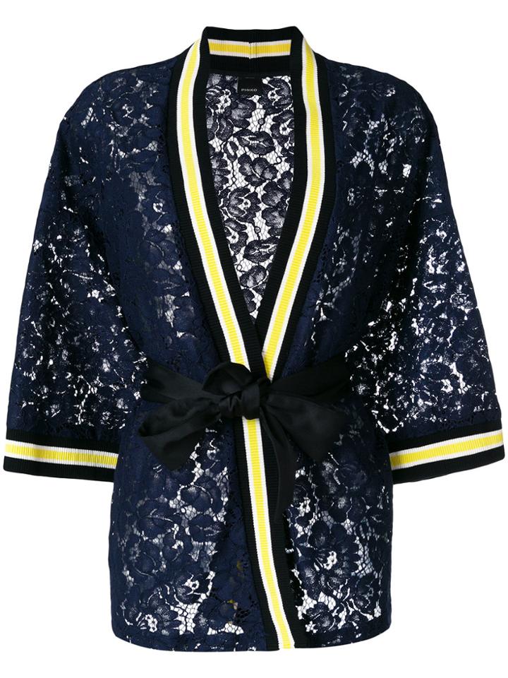 Pinko Contrast Trim Lace Kimono - Blue