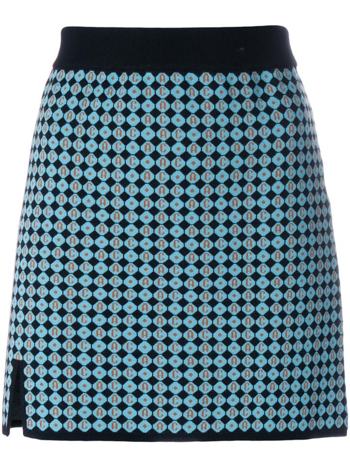 Alexa Chung Embroidered Fitted Skirt - Blue