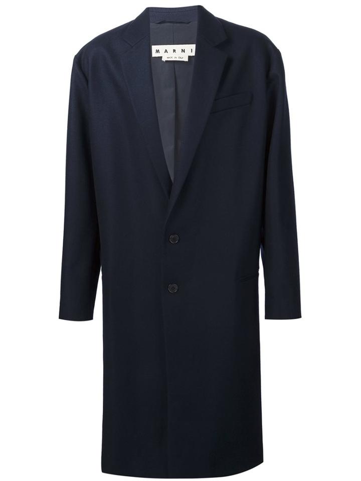 Marni Wool Felt Coat, Men's, Size: 48, Blue, Polyamide/spandex/elastane/virgin Wool