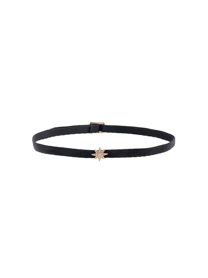 Shay 18kt Rose Gold Mini Starburst Diamond Choker Necklace - Black