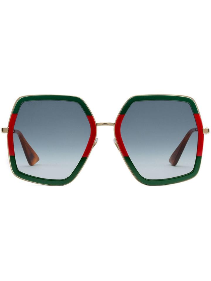 Gucci Eyewear Occhiali Da Sole Quadrati Oversize In Metallo - Green