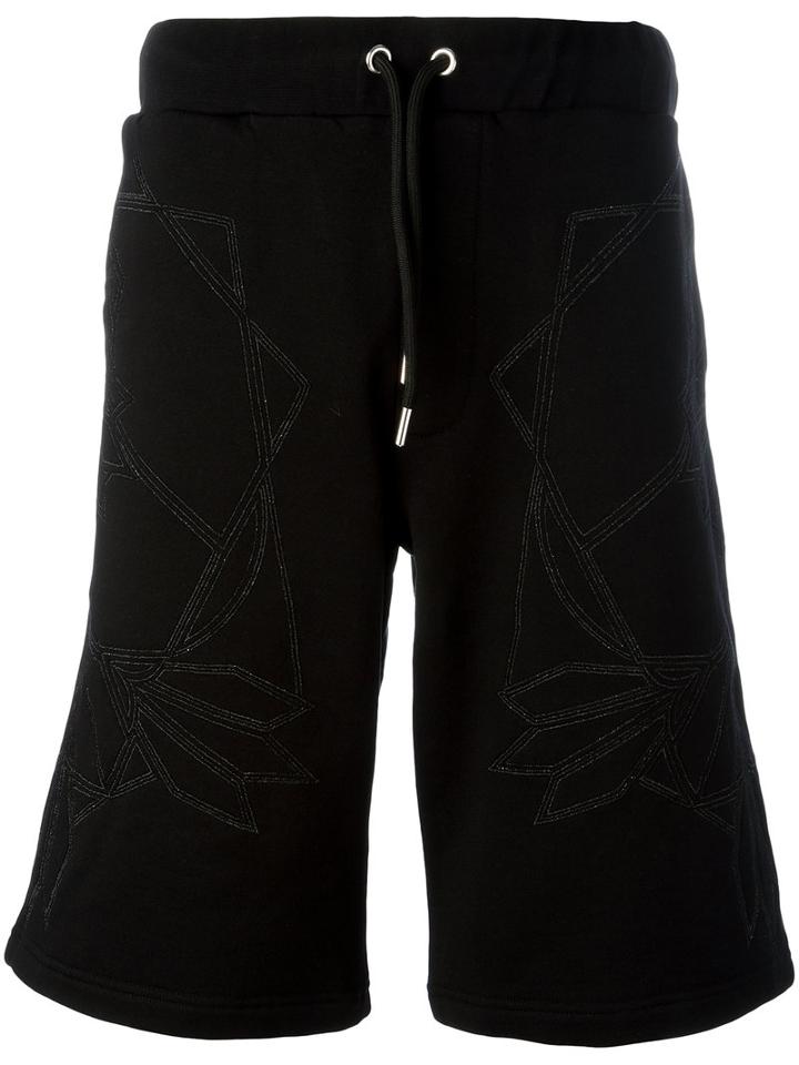 Les Hommes Geometric Print Drawstring Shorts, Men's, Size: Small, Black, Cotton