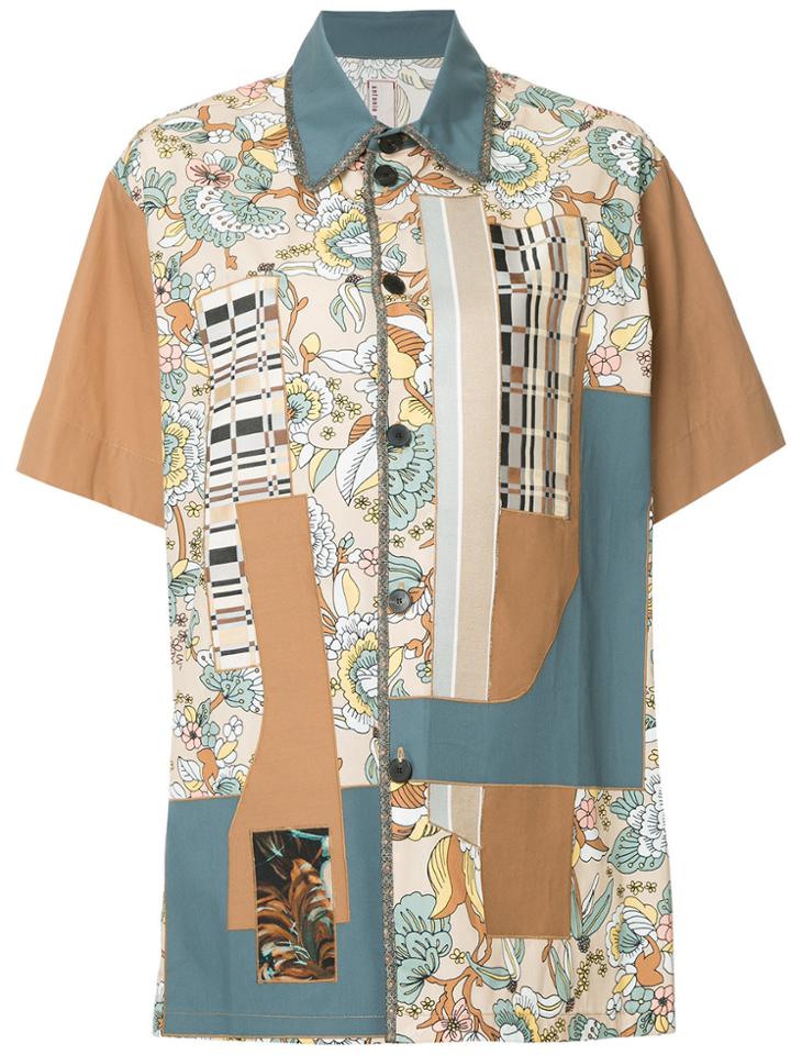 Antonio Marras Patchwork Short Sleeve Shirt - Brown