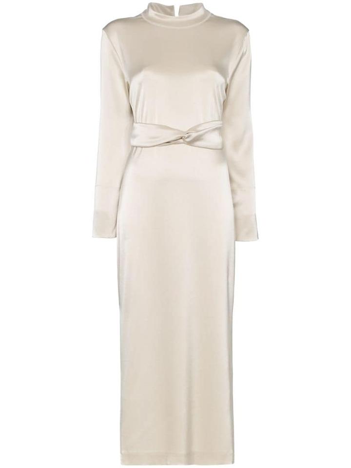 Nanushka Sadie High Neck Belted Dress - Neutrals