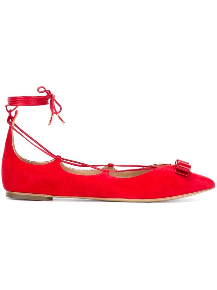 Salvatore Ferragamo Claire Ballerinas, Women's, Size: 8.5, Red, Suede/leather/patent Leather