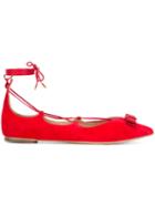 Salvatore Ferragamo Claire Ballerinas, Women's, Size: 8.5, Red, Suede/leather/patent Leather