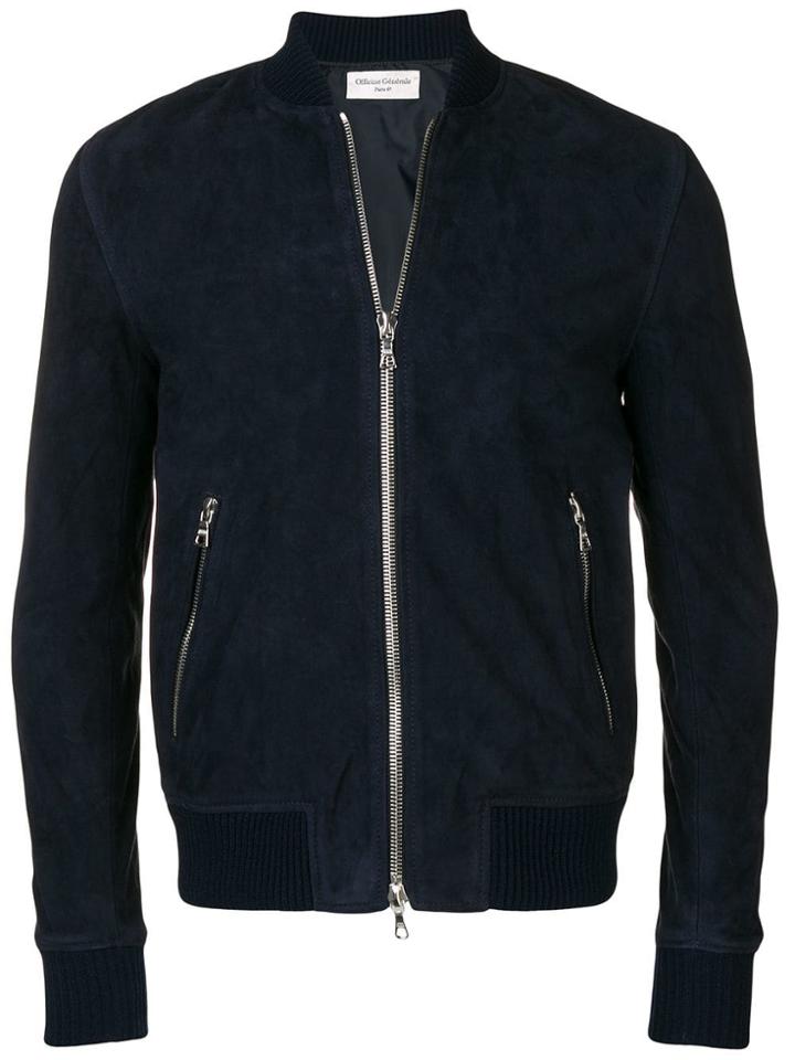 Officine Generale Leather Bomber - Blue