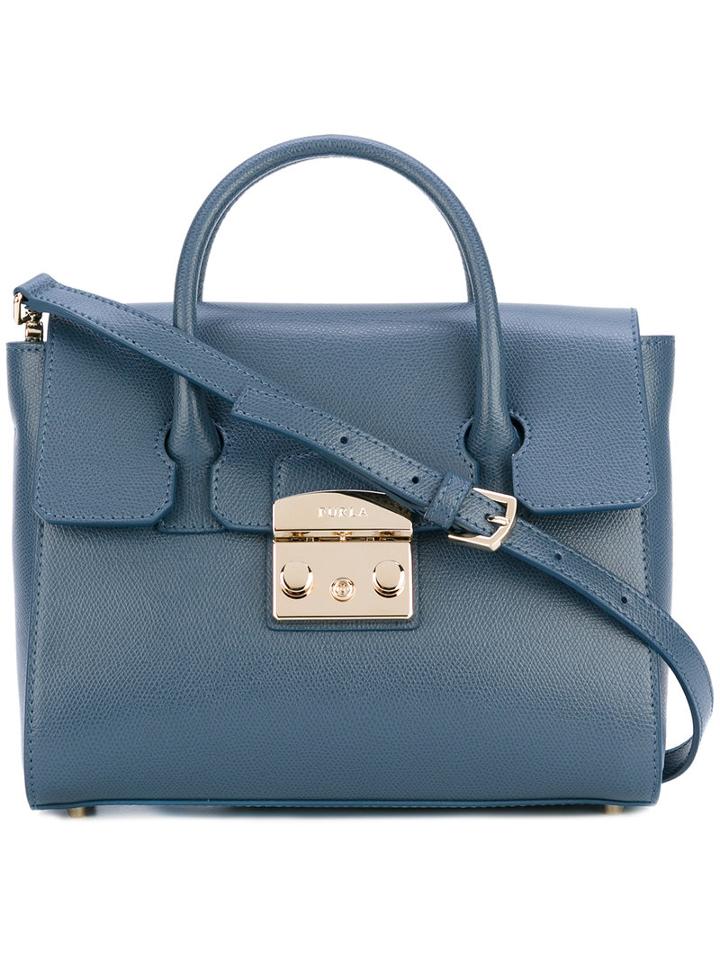 Furla - Metropolis Tote - Women - Calf Leather - One Size, Blue, Calf Leather