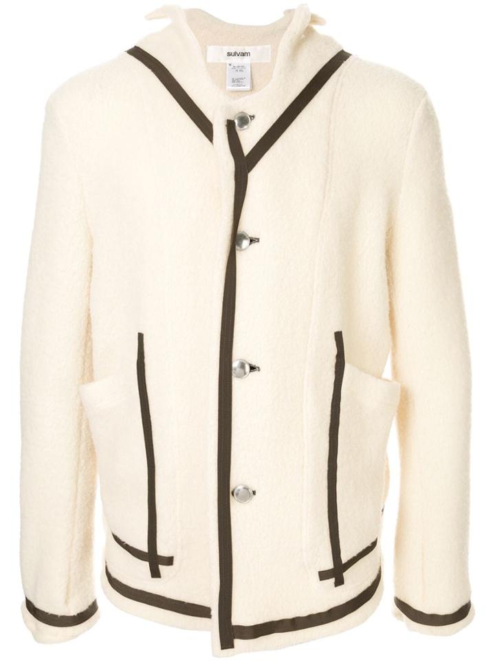 Sulvam Faux-shearling Buttoned Jacket - White