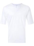 Lemaire Plain Henley T-shirt, Men's, Size: M, White, Cotton