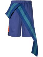 Facetasm Contrast Stripe Band Shorts - Blue