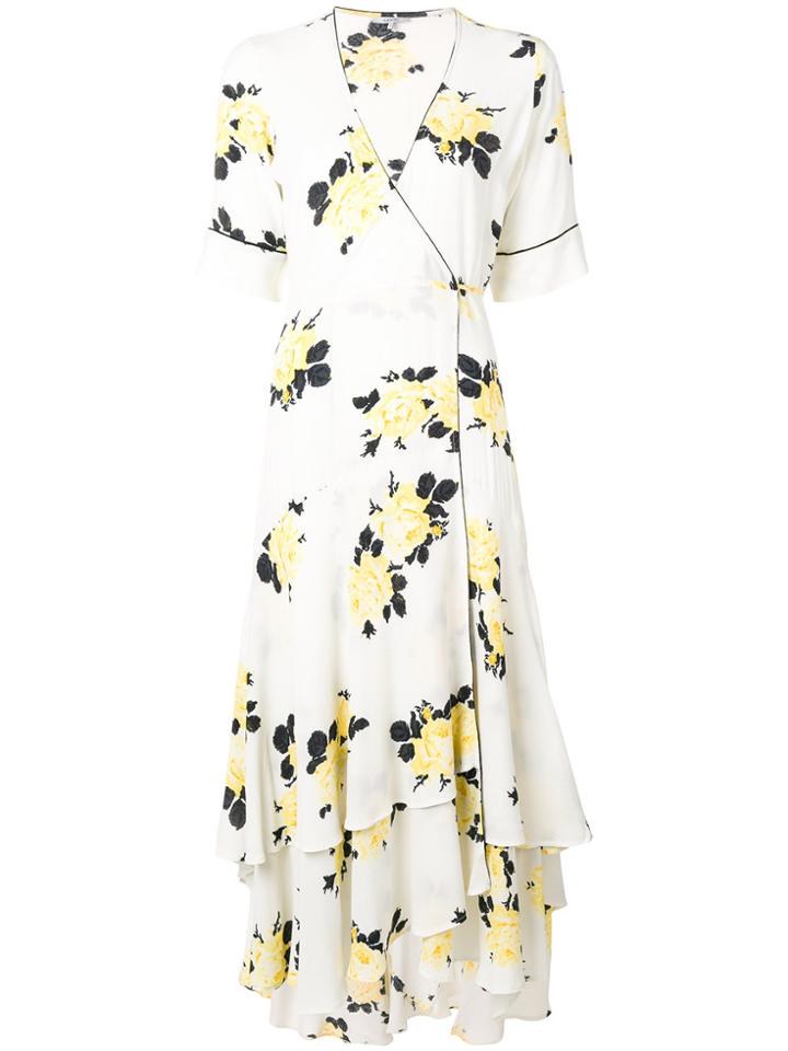 Ganni Silvery Crepe Wrap Dress - White