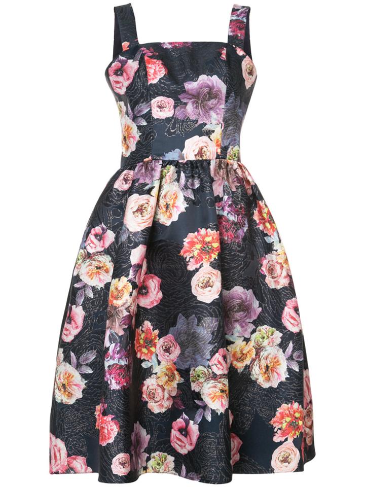 Christian Siriano Floral Flared Dress - Blue