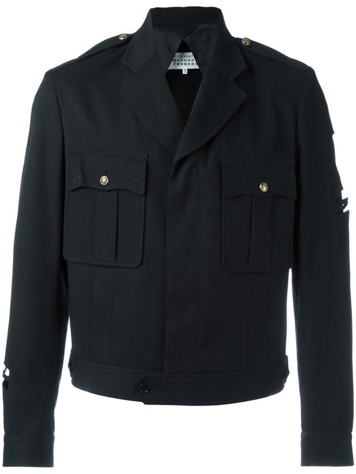 Maison Margiela Cut-out Military Jacket, Men's, Size: 46, Black, Cotton/viscose/cupro