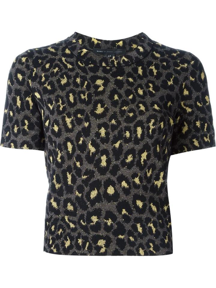 Marc By Marc Jacobs Leopard Intarsia Shortsleeved Sweater
