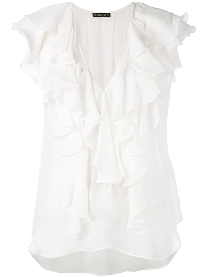 Ruffle Blouse - Women - Silk - 40, White, Silk, Plein Sud