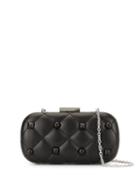 Love Moschino Quilted-effect Stud-embellished Clutch Bag - Black