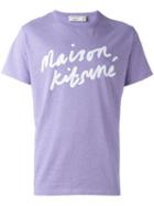 Maison Kitsuné Logo Print T-shirt, Men's, Size: Large, Pink/purple, Cotton