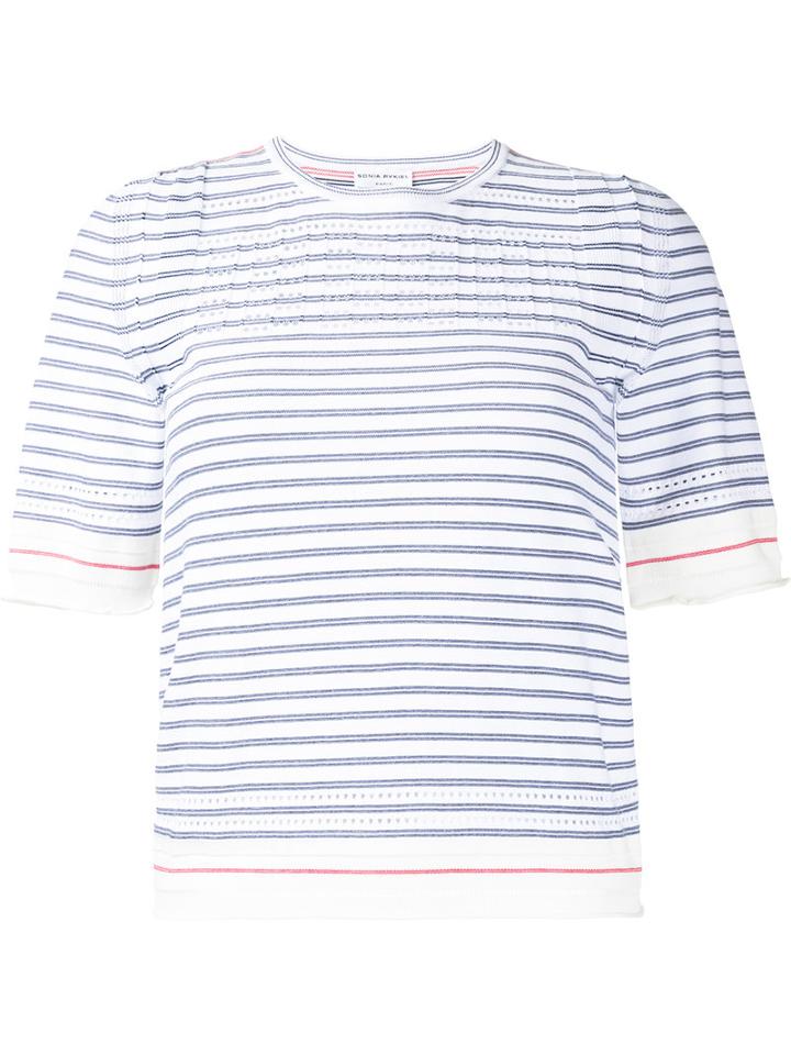 Sonia Rykiel - Striped Top - Women - Cotton/polyamide - M, White, Cotton/polyamide