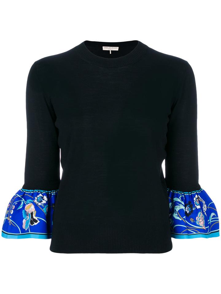 Emilio Pucci Printed Cuff Jumper - Black