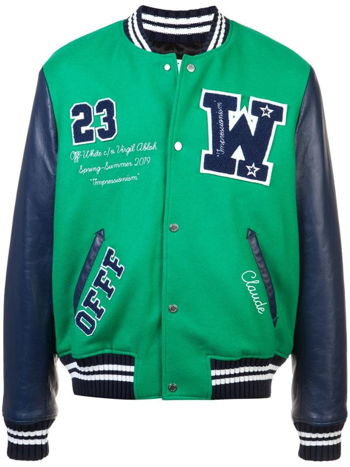 Off-white Patchwork Bomber Jacket - Green