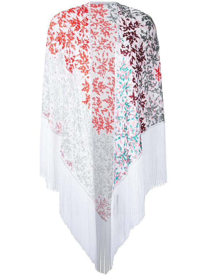 Missoni - Patterned Tassel Cape - Women - Viscose - One Size, White, Viscose