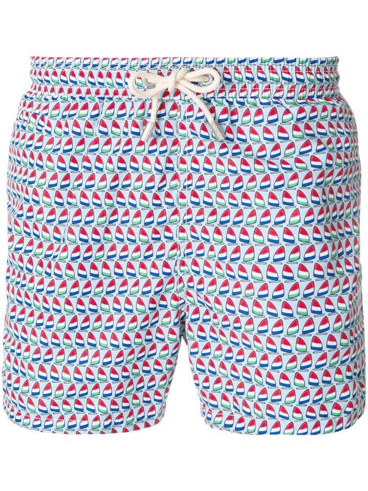 Mc2 Saint Barth Sailboat Print Swim Shorts - Blue