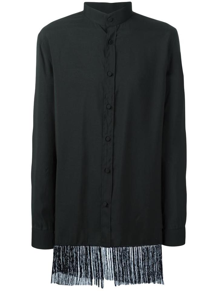 Givenchy Fringed Hem Shirt, Men's, Size: 39, Black, Viscose/silk/polyamide