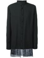 Givenchy Fringed Hem Shirt, Men's, Size: 39, Black, Viscose/silk/polyamide