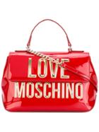 Love Moschino Metallic Logo Fold-over Tote, Women's, Red, Polyurethane