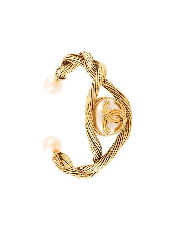 Chanel Vintage Faux Pearl Cuff, Women's, Metallic