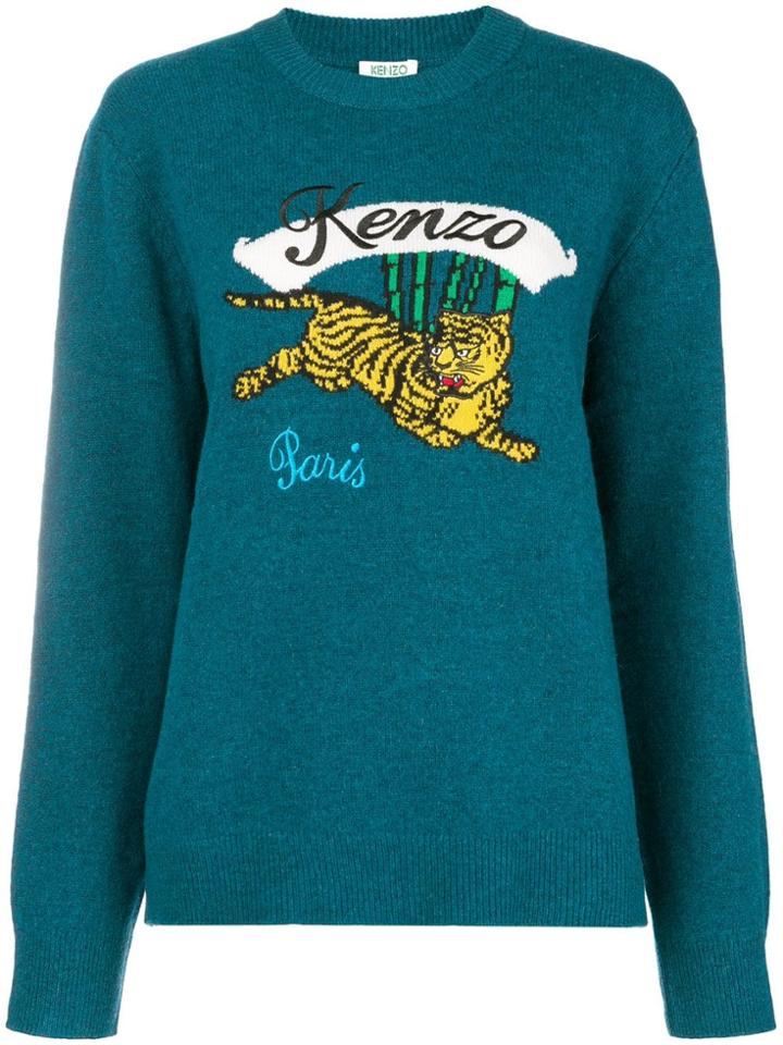 Kenzo Bamboo Tiger Knitted Jumper - Blue